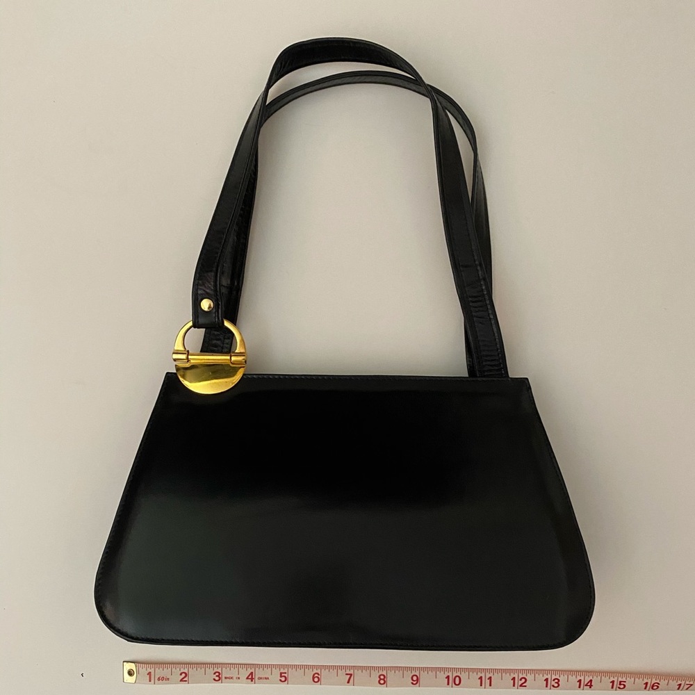 Black leather shoulder bag